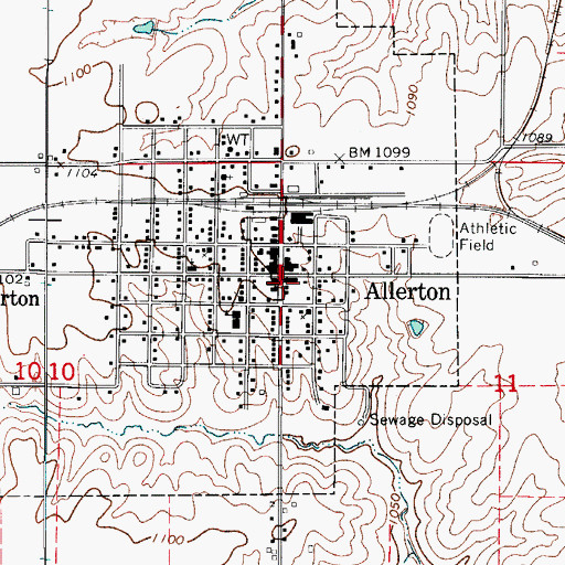 Topographic Map of Allerton Fire Department, IA