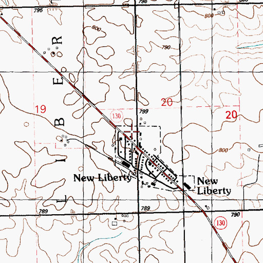 Topographic Map of New Liberty Fire Department, IA