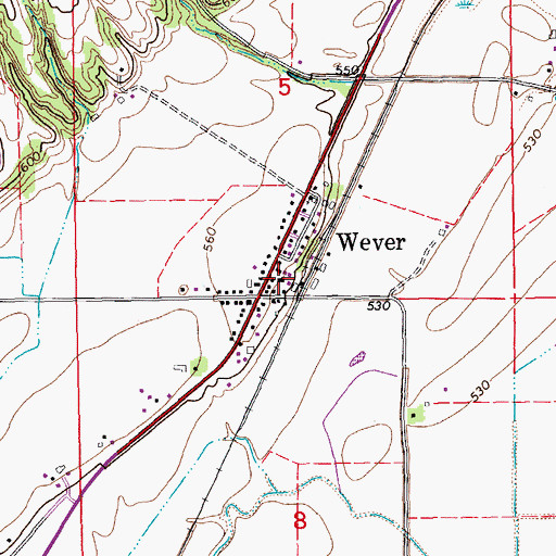 Topographic Map of Wever Fire and Rescue Department, IA