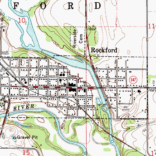Topographic Map of Rockford Volunteer Fire Department, IA