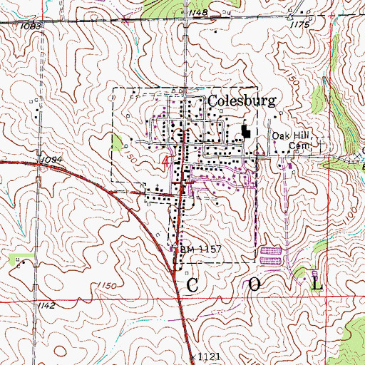 Topographic Map of Colesburg Fire Department, IA