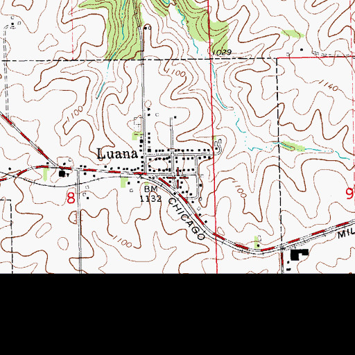 Topographic Map of Luana Volunteer Fire Department, IA
