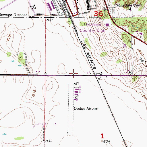 Topographic Map of Camp Dodge Fire Department, IA