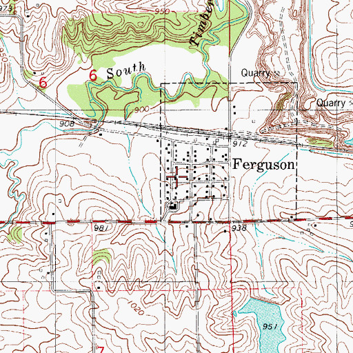 Topographic Map of Ferguson Fire Department, IA