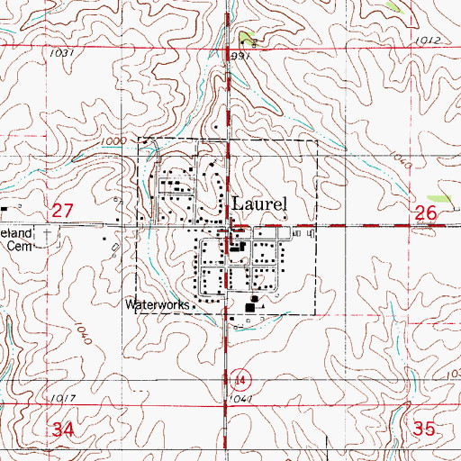 Topographic Map of Laurel Fire Department, IA