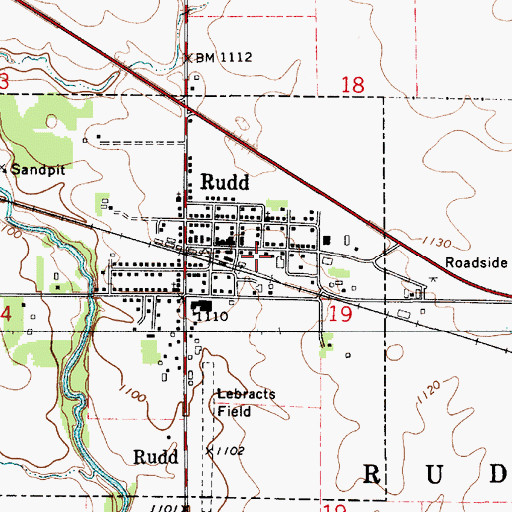 Topographic Map of Rudd Volunteer Fire Department, IA