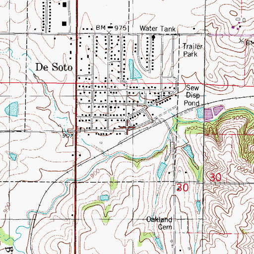 Topographic Map of De Soto Fire and Rescue Department, IA