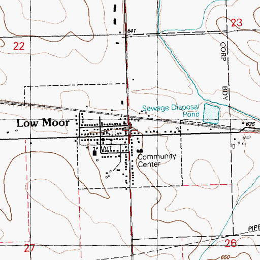 Topographic Map of Low Moor Volunteer Fire Department, IA