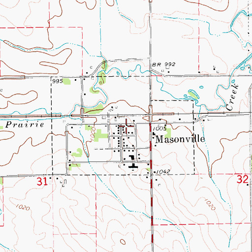 Topographic Map of Masonville Fire Department and First Responders, IA