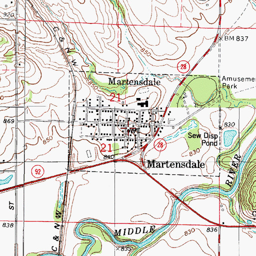 Topographic Map of Martensdale Fire and Rescue Department, IA
