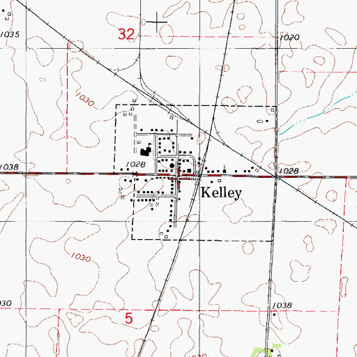 Topographic Map of Kelley Volunteer Fire / Rescue, IA