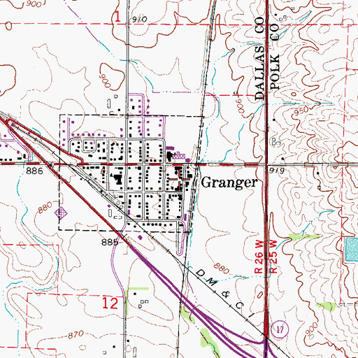 Topographic Map of Granger Fire and Rescue Department, IA