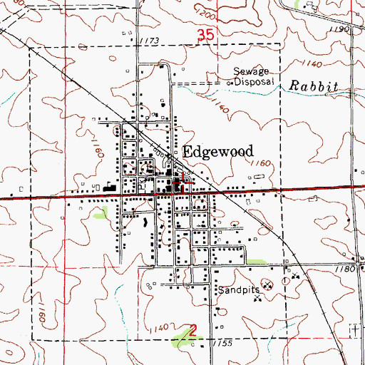 Topographic Map of Edgewood Fire Department, IA