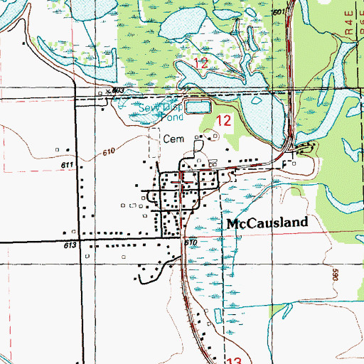 Topographic Map of McCauseland Volunteer Fire Department, IA