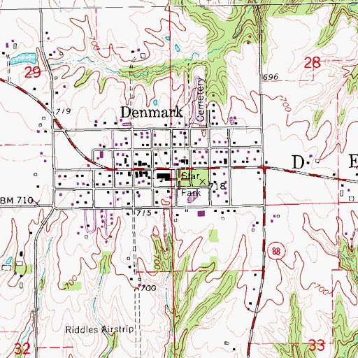 Topographic Map of Denmark Fire Department, IA