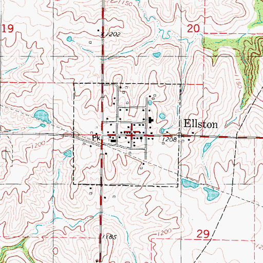 Topographic Map of Union Township Fire Department, IA