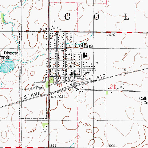 Topographic Map of Collins Fire and Rescue, IA