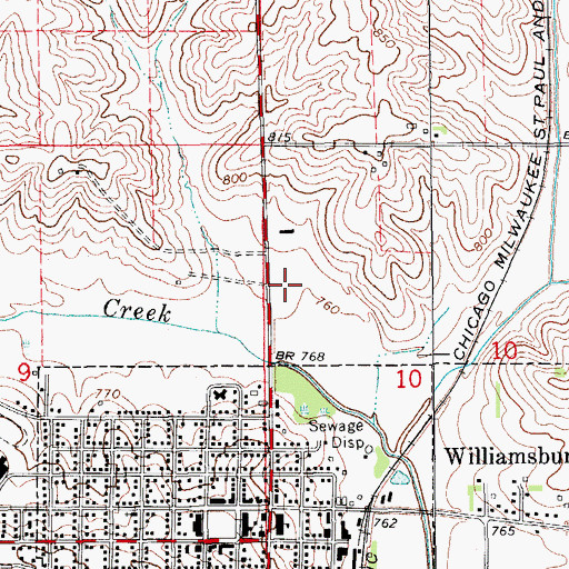 Topographic Map of Williamsburg Fire Department, IA