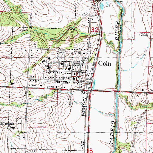 Topographic Map of Coin Volunteer Fire and Rescue, IA