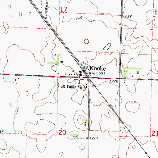 Topographic Map of Knoke Fire Department, IA