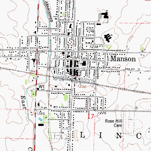 Topographic Map of Manson Fire Department, IA
