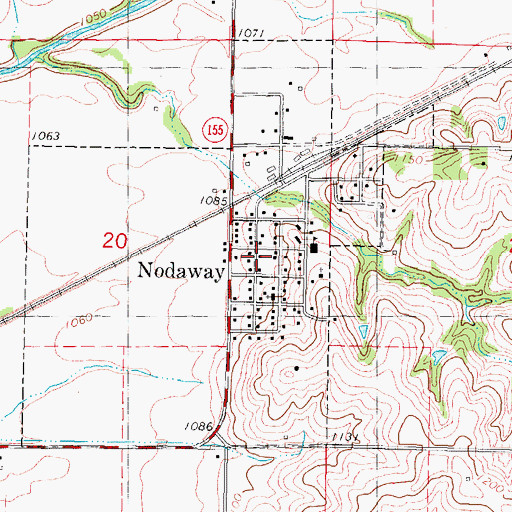 Topographic Map of Nodaway Volunteer Fire Department, IA