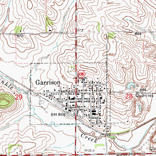 Topographic Map of Garrison Fire Department, IA