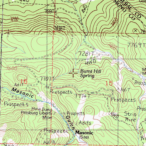 Topographic Map of Burnt Hill Spring, CA
