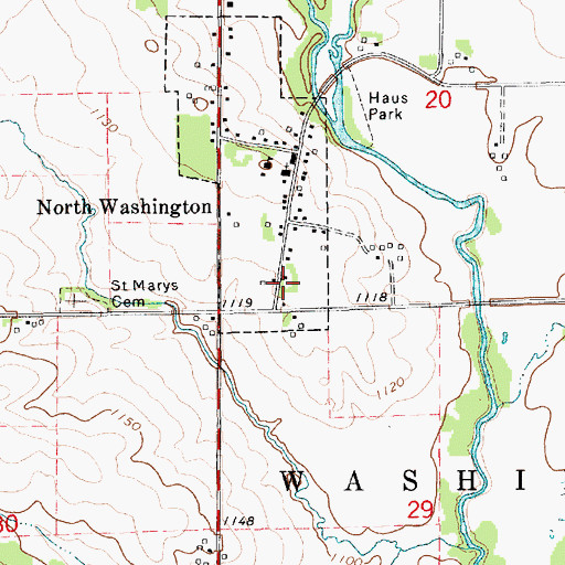 Topographic Map of North Washington Fire Department, IA