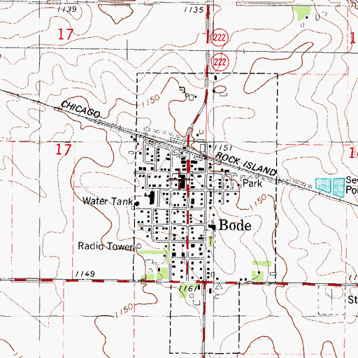 Topographic Map of Bode Fire Department, IA