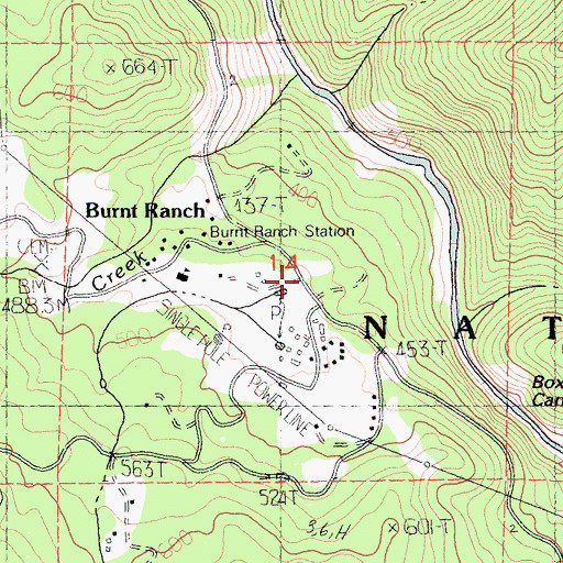 Topographic Map of Burnt Ranch, CA