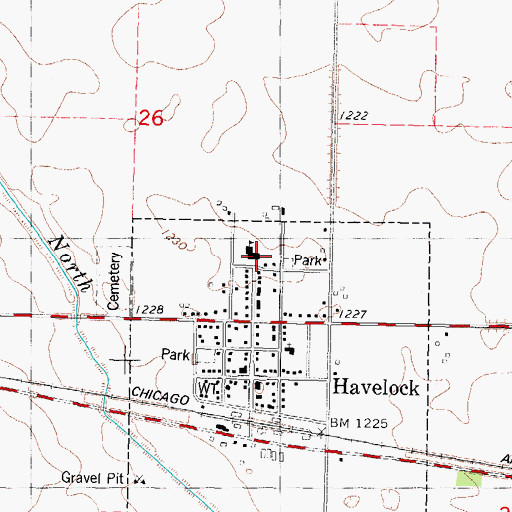 Topographic Map of Havelock Fire Department, IA