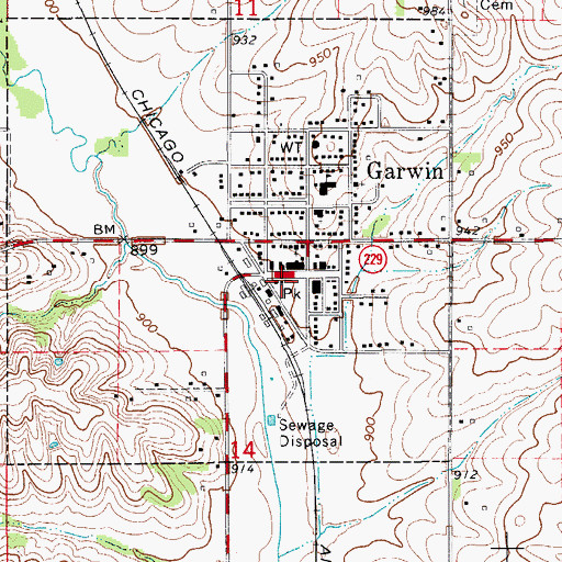 Topographic Map of Garwin Fire Department, IA