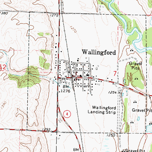 Topographic Map of Wallingford Fire Department, IA