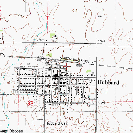Topographic Map of Hubbard Fire Department, IA
