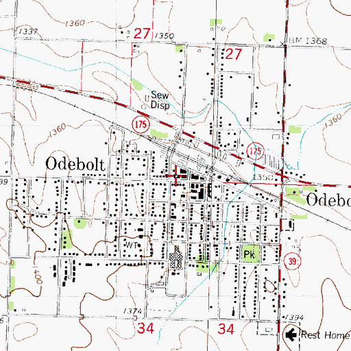 Topographic Map of Odebolt Fire Department, IA