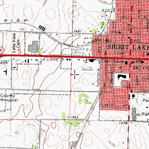 Topographic Map of Spirit Lake Community Fire Department, IA