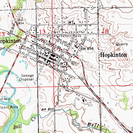 Topographic Map of Hopkinton Fire Department, IA