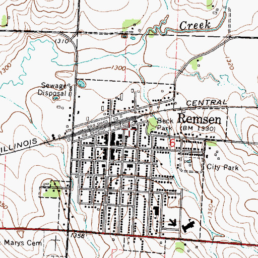 Topographic Map of Remsen Fire Department, IA