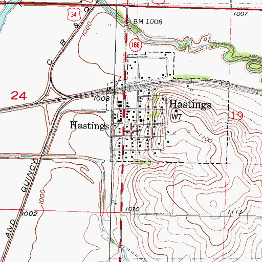 Topographic Map of Hastings Fire and Rescue, IA