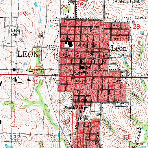 Topographic Map of Leon Fire Department, IA