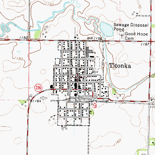 Topographic Map of Titonka Volunteer Fire Department, IA