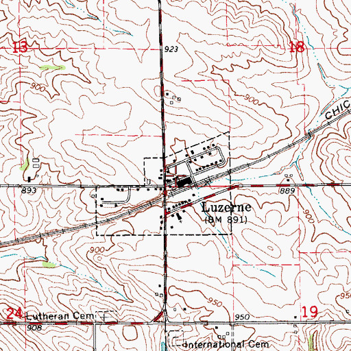 Topographic Map of Luzerne Fire Department, IA