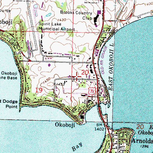 Topographic Map of Arnolds Park - Okoboji Fire and Rescue, IA