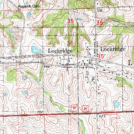 Topographic Map of Lockridge Fire and Rescue, IA