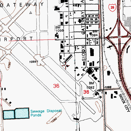 Topographic Map of 185th Air National Guard Fighter Wing Fire Department, IA