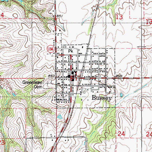 Topographic Map of Bussey Volunteer Fire Department, IA