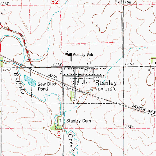 Topographic Map of Stanley Fire Station, IA