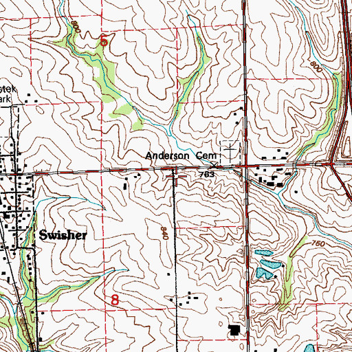 Topographic Map of Jefferson Monroe Fire Department, IA