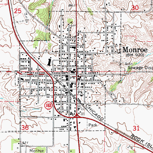Topographic Map of Monroe Fire Department, IA